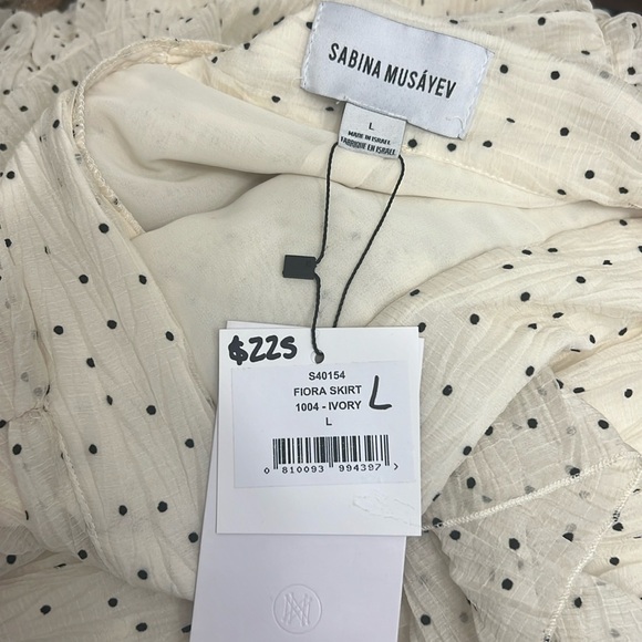 Sabina Musayev Fiora Skirt. Ivory with black polka dots. Small and Large. NWT. - Picture 7 of 10